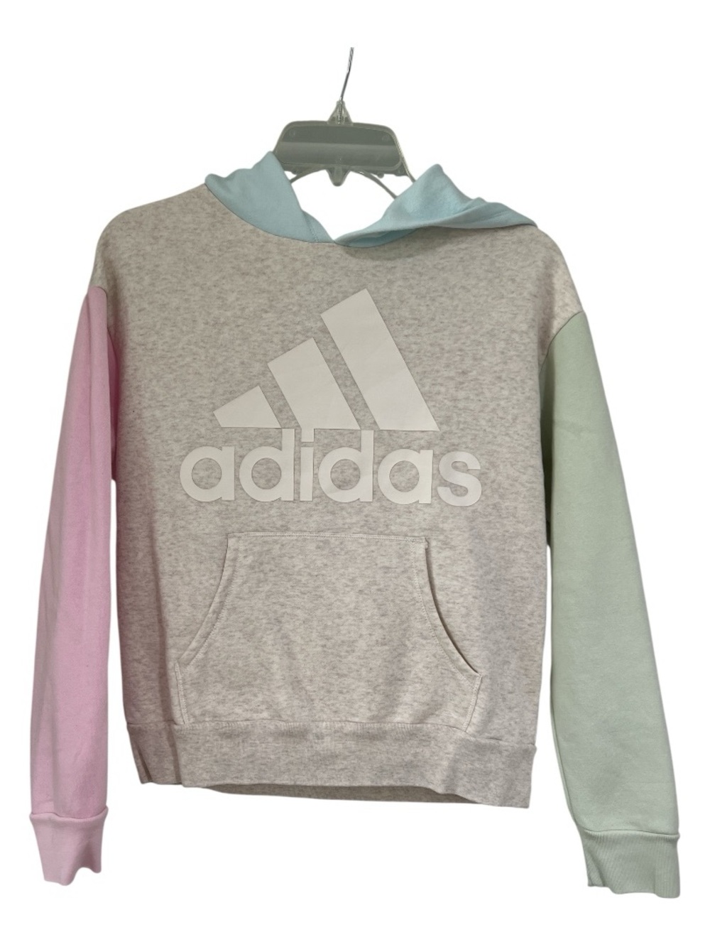 adidas Kids Colorblock Hoodie in Gray, Pink & Mint